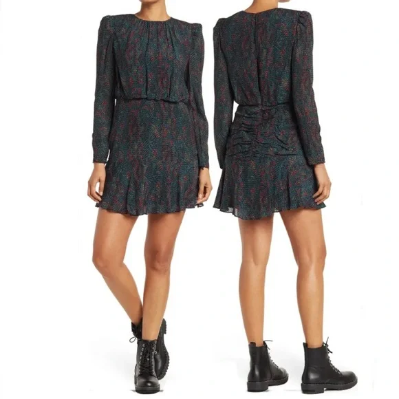 green emerald velvet dress Reiss Black V-Neck Fit and Flare Dress